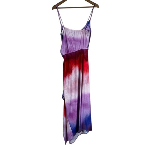 Zara Maxi Dress Womens S Multicolor Tie Dye Draped Ruched Slit Beachy Evening - Picture 5 of 7